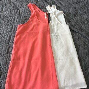 Frenchi Coral and White Camisoles